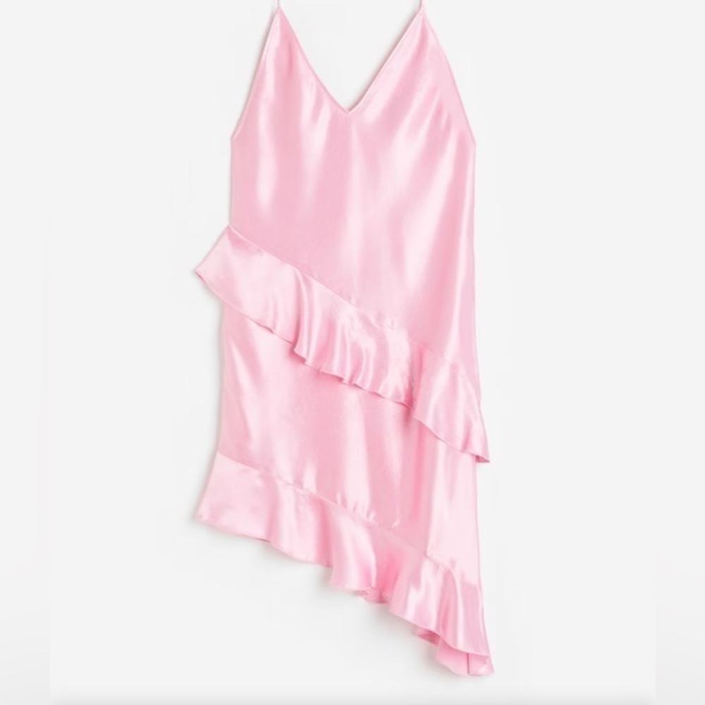 H&M satin Pink Ruffle slip dress NWT SIZE SMALL